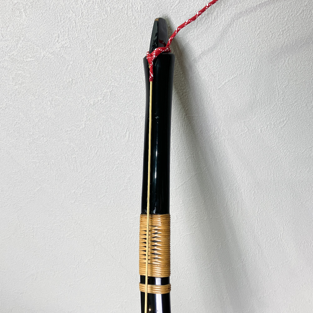 並寸 15.8g 判読不明 節影青貝散し黒漆塗竹弓 ニベ