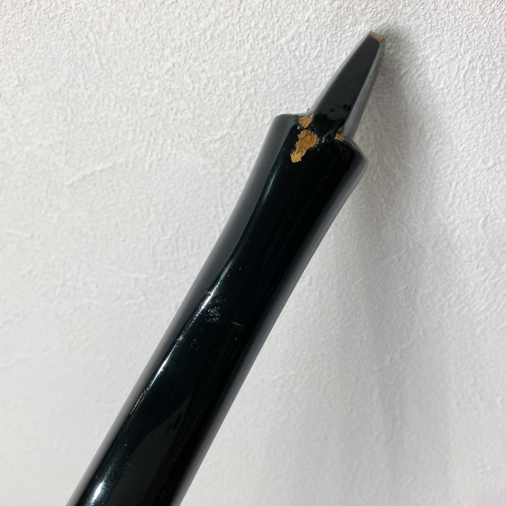 並寸 15.8g 判読不明 節影青貝散し黒漆塗竹弓 ニベ