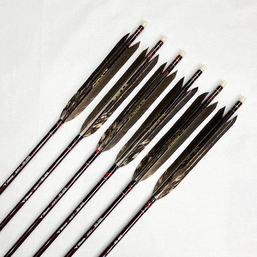 カーボン矢　6本組＋巻藁矢＋矢筒　96.9cm　24g　Mizuno SST 80-20S